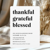 Invitation Merci Grateful Dîner d'action de grâces