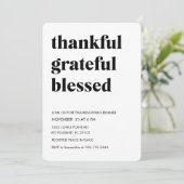 Invitation Merci Grateful Dîner d'action de grâces (Debout devant)