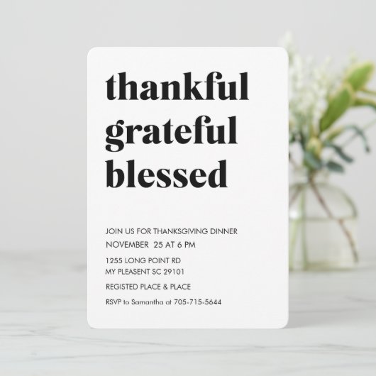 Invitation Merci Grateful Dîner d'action de grâces (Debout devant)