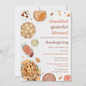 Invitation Merci Grateful Dîner d'action de grâces (Devant)