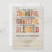 Invitation Merci Grateful Dîner d'automne fête (Devant)