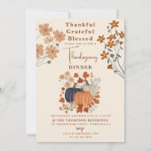 Invitation Merci Gratuit Citrouille Thanksgiving (Devant)