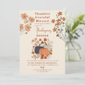 Invitation Merci Gratuit Citrouille Thanksgiving (Debout devant)