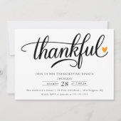 Invitation Merci Heart Dîner Thanksgiving (Devant)