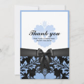 Invitation Merci heureux vacances bleu floral (Devant)