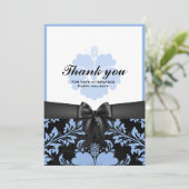 Invitation Merci heureux vacances bleu floral (Debout devant)