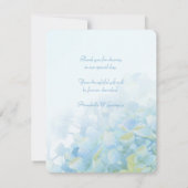 Invitation Merci hydrangea bleu vert photo de mariage (Dos)