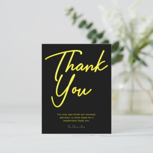 Invitation Merci jaune néon (Debout devant)