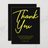 Invitation Merci jaune néon (Devant / Derrière)