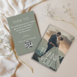 Invitation merci la typographie blanche mariage photo code qr