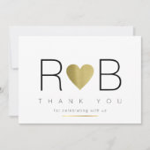 Invitation merci love & paraphes de couple, clair & élégant (Devant)