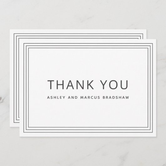 Invitation Merci Mariage blanc simple (Devant / Derrière)