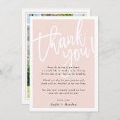 Invitation MERCI mariage brosse lettré script rousse rose (Devant / Derrière)