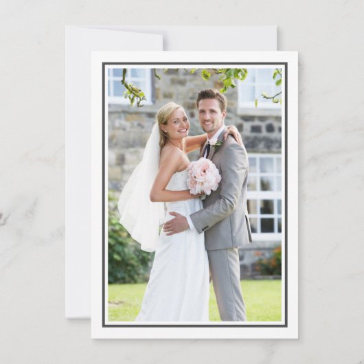 Invitation MERCI mariage brush lettré script gris foncé (Dos)