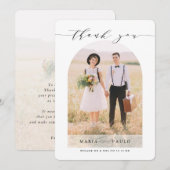 Invitation MERCI mariage couple photo arche moderne (Devant / Derrière)