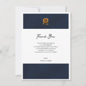 Invitation Merci Mariage de tournesol bleu rustique (Devant)