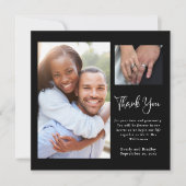 Invitation Merci Mariage minimaliste noir blanc (Devant)