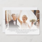 Invitation MERCI mariage photo élégant noir sauge vert (Dos)