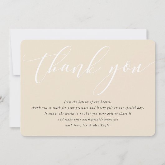 Invitation MERCI mariage photo élégante note calligraphie (Dos)