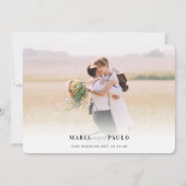 Invitation MERCI mariage photo note calligraphie moderne (Dos)