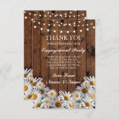 Invitation Merci Mariage Rustic Wood Daisy Lights Card (Devant / Derrière)