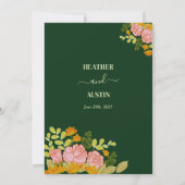 Invitation Merci Mariage vert foncé floral (Dos)