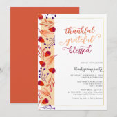 Invitation Merci Merci Merci Merci Blessed Automne Thanksgivi (Devant / Derrière)