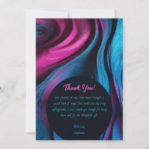 Invitation Merci-Moderne Abstrait -Bleu et Rose-