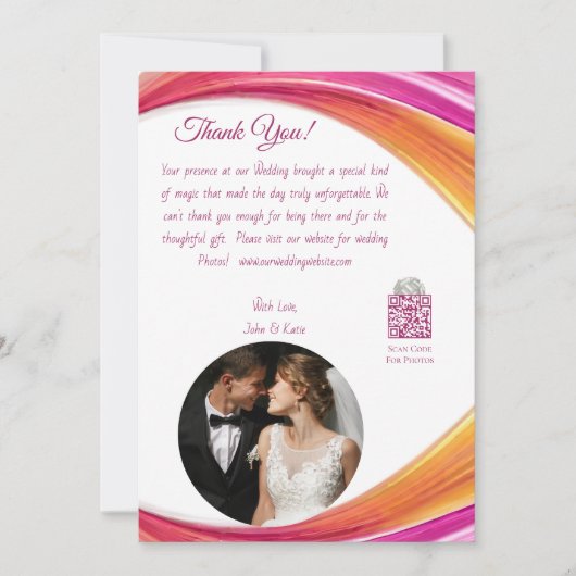 Invitation Merci-Moderne Abstrait -Rose Orange Jaune- (Devant)