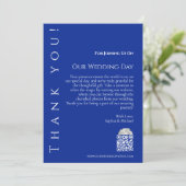 Invitation Merci moderne bleu et blanc Mariage- (Debout devant)