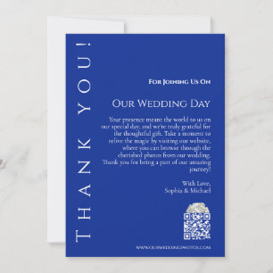 Invitation Merci moderne bleu et blanc Mariage-