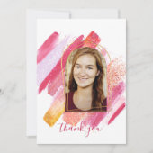 Invitation Merci moderne de graduation rose & or Arché (Devant)