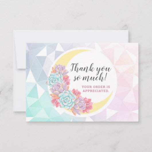 Invitation Merci Moon & Succulent Pastel Mystic Boho Card (Devant)