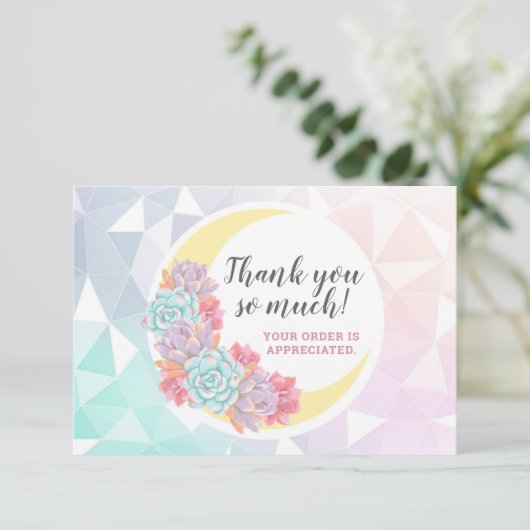 Invitation Merci Moon & Succulent Pastel Mystic Boho Card (Debout devant)