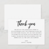 Invitation Merci noir et blanc. Note de mariage moderne (Devant / Derrière)