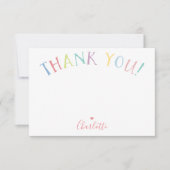 Invitation MERCI NOTE arc-en-ciel lettres couleurs pastel (Devant)