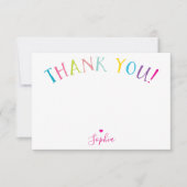 Invitation MERCI NOTE lettres arc-en-ciel couleurs vives (Devant)