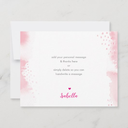 Invitation MERCI NOTE or moderne parties scintillant rose aqu (Dos)