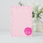 Invitation MERCI NOTER adorables ballons roses confetti (Debout devant)