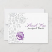 Invitation Merci Notes Lavender et Grey Damask (Devant)