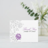 Invitation Merci Notes Lavender et Grey Damask (Debout devant)