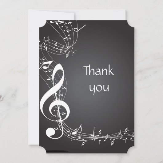 Invitation Merci Notes musicales arrière - plan (Devant)