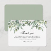 Invitation Merci Olive. Note de mariage italien d'été (Devant / Derrière)