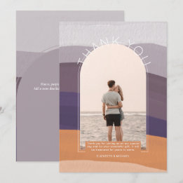 Invitation Merci PHOTO À Brayures Mauve Orange Contemporain