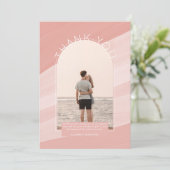 Invitation Merci PHOTO À Rayures Rose Dusty Contemporain (Debout devant)