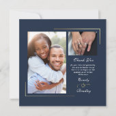 Invitation Merci photo Dark Navy Blue Gold White Script (Devant)