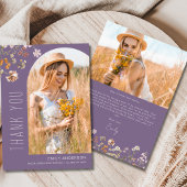 Invitation Merci photo de graduation de Fleur sauvage violet