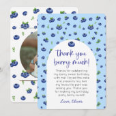 Invitation Merci photo de l'anniversaire de Blueberry (Devant / Derrière)