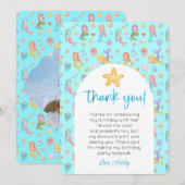 Invitation Merci photo de l'anniversaire de la Sirène (Devant / Derrière)