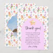 Invitation Merci photo de l'anniversaire de la Sirène (Devant / Derrière)